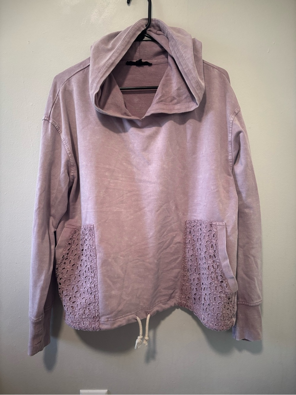 Jane and Delancey Dusty Lavender Hooded Pullover with Eyelet Pockets